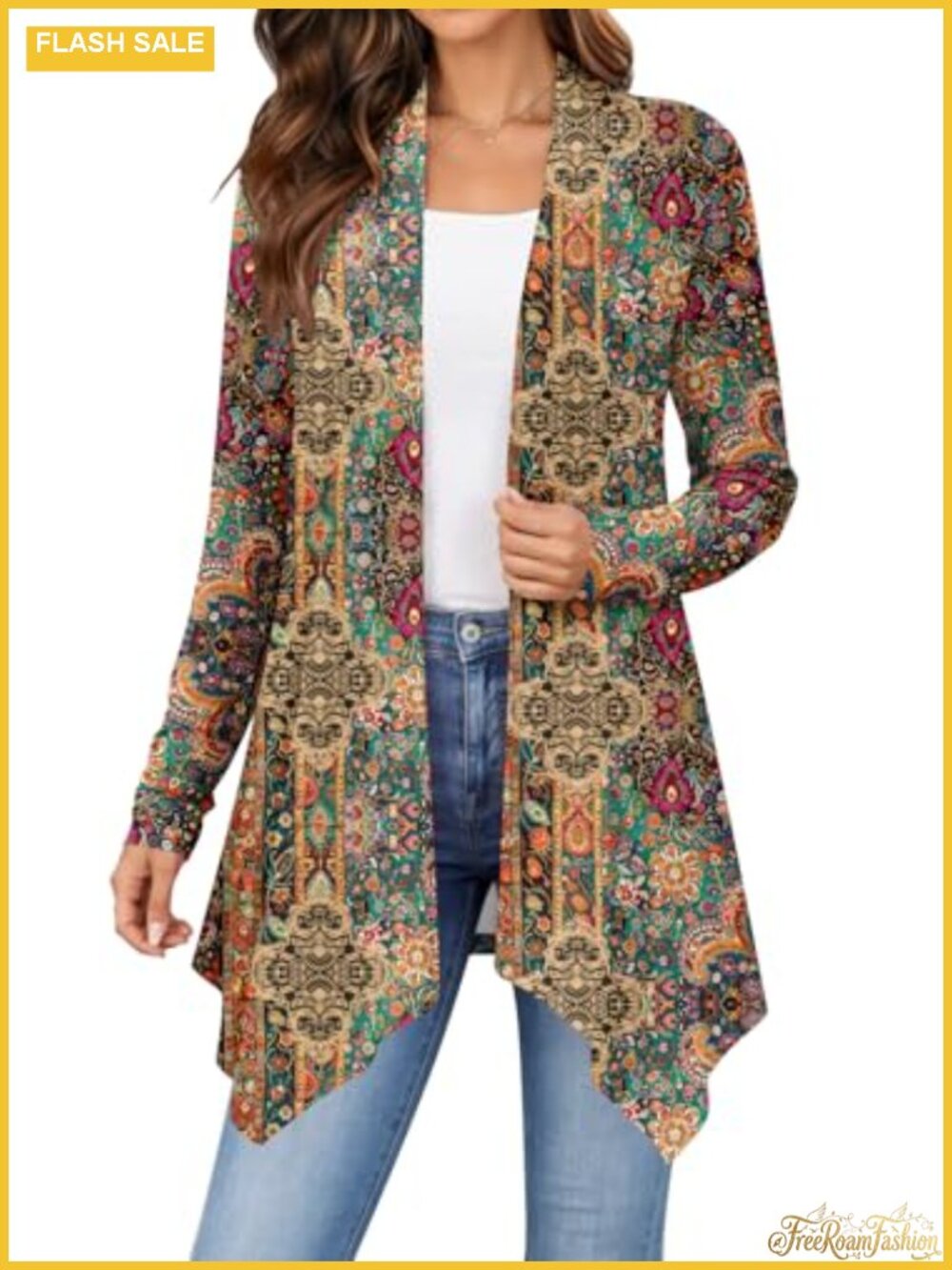 Lightweight Open Front Cardigan Long Sleeve Buttonless Drapey Womens Layering